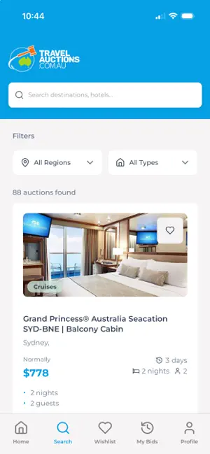 Travel Auctions iPhone screenshot 2