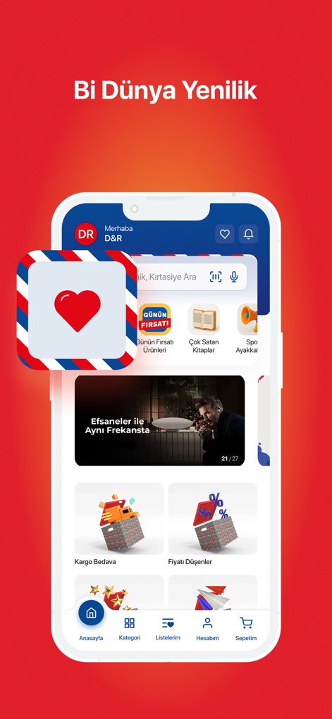 D&R - A página inicial do aplicativo oferece um feed de conteúdo adaptado, com "Recomendações Personalizadas" que guiam os usuários, e a seção "Promoção do Dia" destacando ofertas irresistíveis.