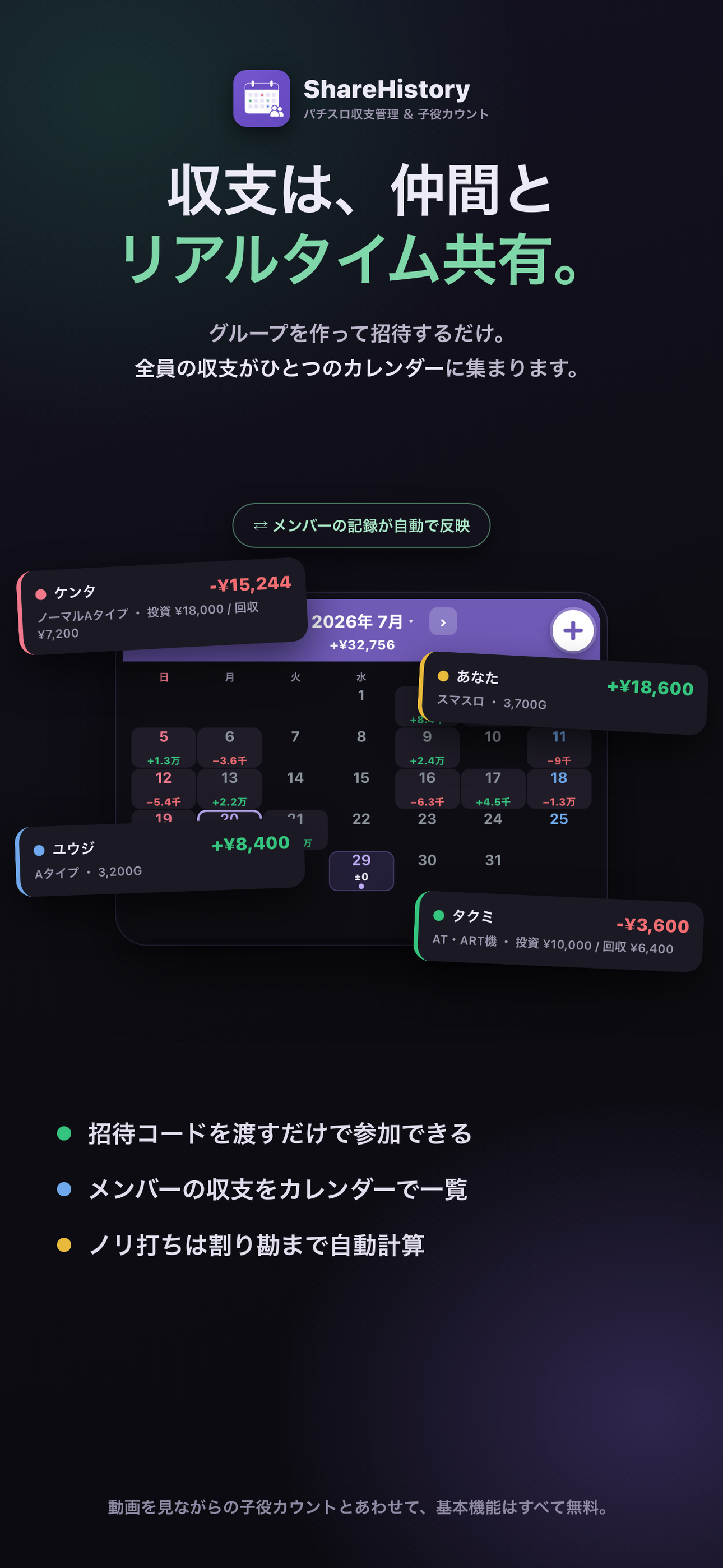 ShareHistory パチスロ収支共有&子役カウント screenshot 2