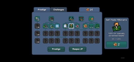 Scritchy Scratchy - Understand the long-term strategy through the 'Prestige' skill tree, where users can spend accumulated Jack Points for lasting advantages.