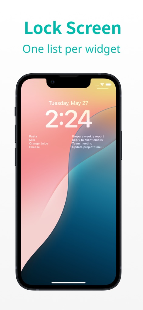 Minimal Tabbed ToDo List - The app enables quick task access directly from the Lock Screen, displaying important tasks like 'Prepare weekly report' for immediate awareness without unlocking the device.