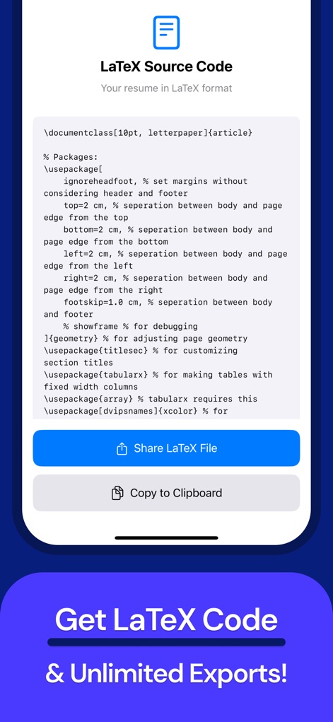 CV Maker - PDF + LaTeX - Business App | MWM