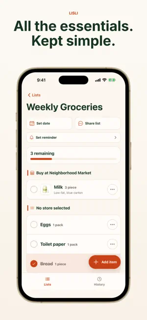 Lisli: Grocery List Reminder screenshot 1