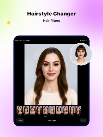 AI Glam:Hair,Color&Face Editor iPad screenshot 3