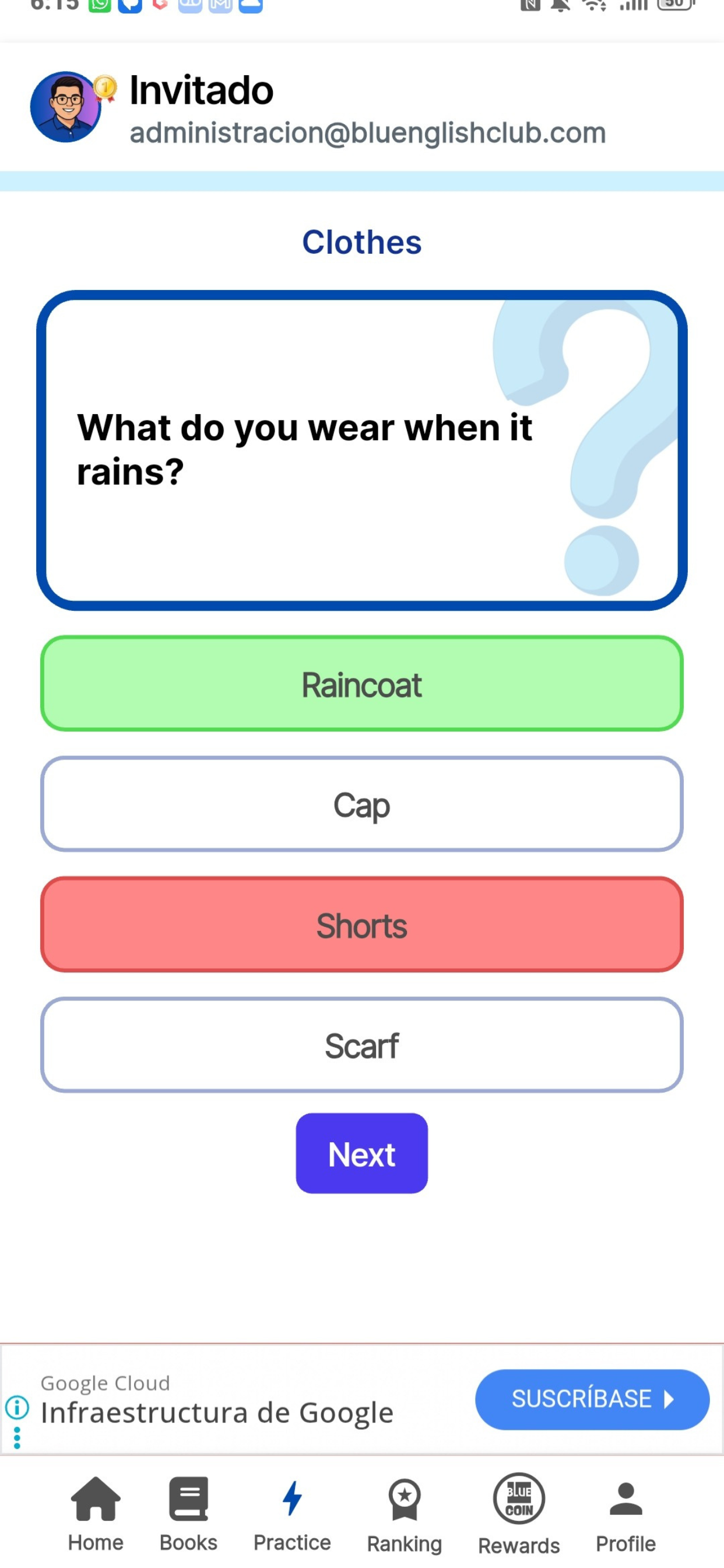 Blue English Club App
