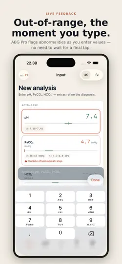 Screenshot von ABG Pro Arterial Blood Gas auf dem iPhone 5