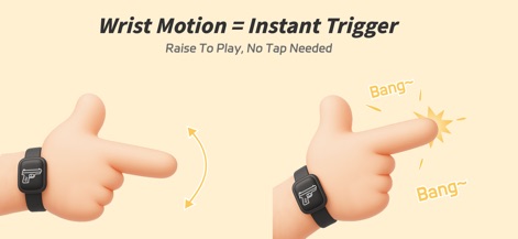 BangBang:Watch & Phone Gun Sim - Experience the app's innovative wrist motion trigger, allowing users to activate sounds directly from their Apple Watch for instant interaction.