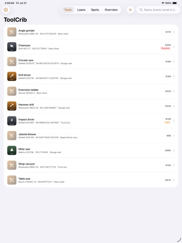 ToolCrib: Tool Inventory iPad screenshot