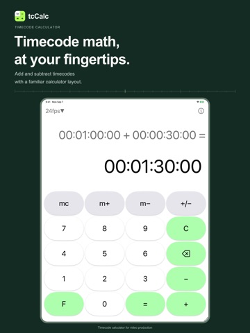 tcCalc - timecode & frame calc iPad screenshot