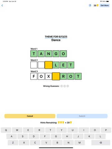3 Words iPad screenshot
