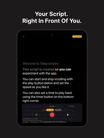 Teleprompter: Script Reader iPad screenshot