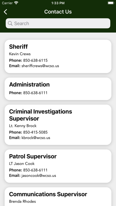 Washington County FL Sheriff Screenshot