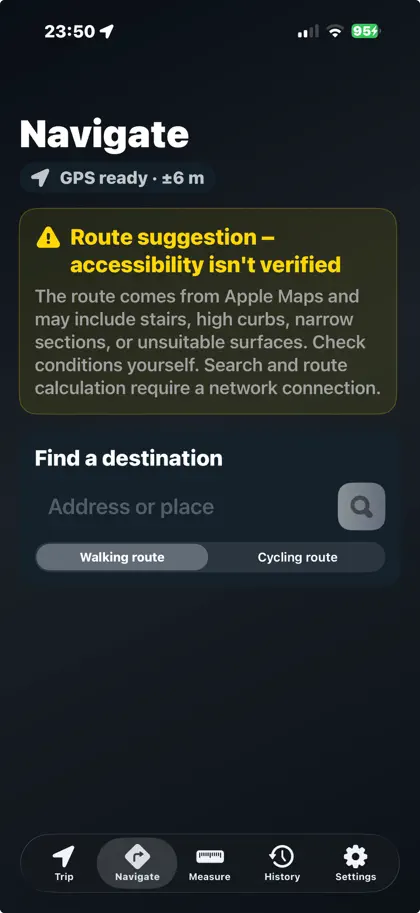 Screenshot 4 di 6 di WheelTrip: Wheelchair GPS
