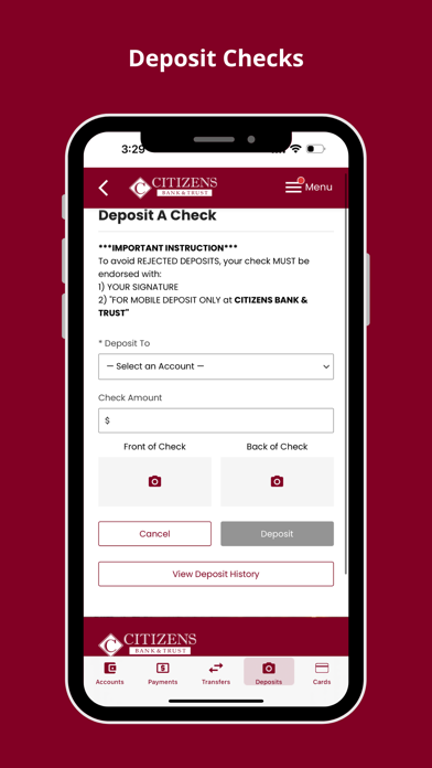 Citizens Bank and Trust Screenshot