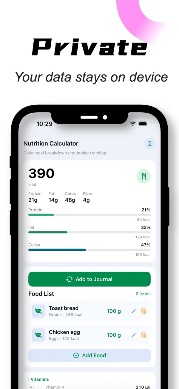 Screenshot #1 pour Calorie Counter - No Ads