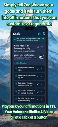 ZenWeave: Goals & Affirmations iPhone screenshot