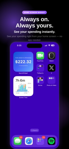 SpendWidget: Expense Tracker iPhone screenshot
