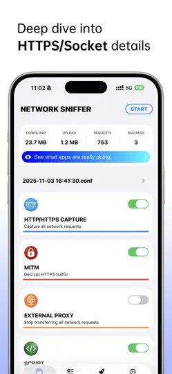 Screenshot von Network Sniffer auf dem iPhone 1