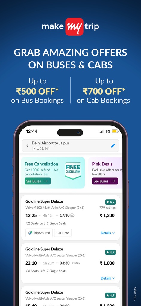 MakeMyTrip Flight, Hotel, Bus - Bus & Cab Deals