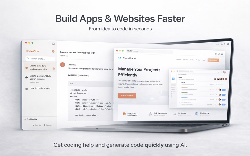 #2. CodeVibe - AI Coding Assistant (macOS) di: Sajida Parveen