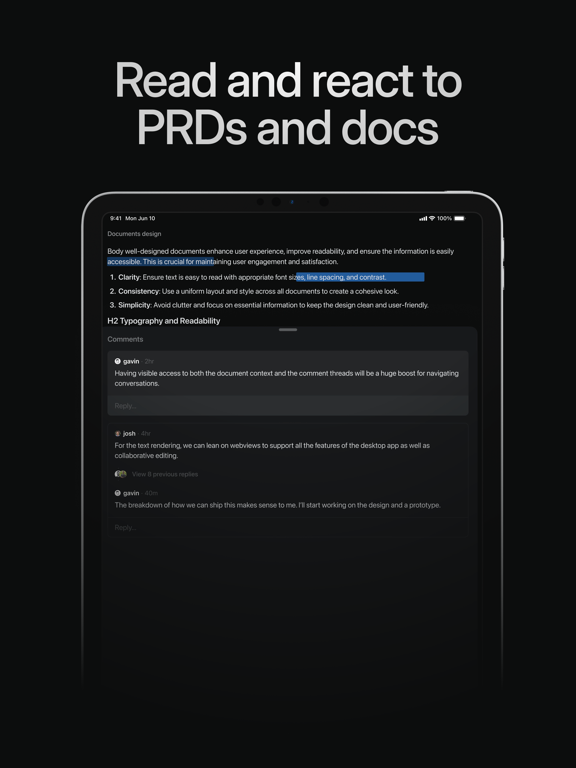 Linear Mobile iPad screenshot 6 - Business app