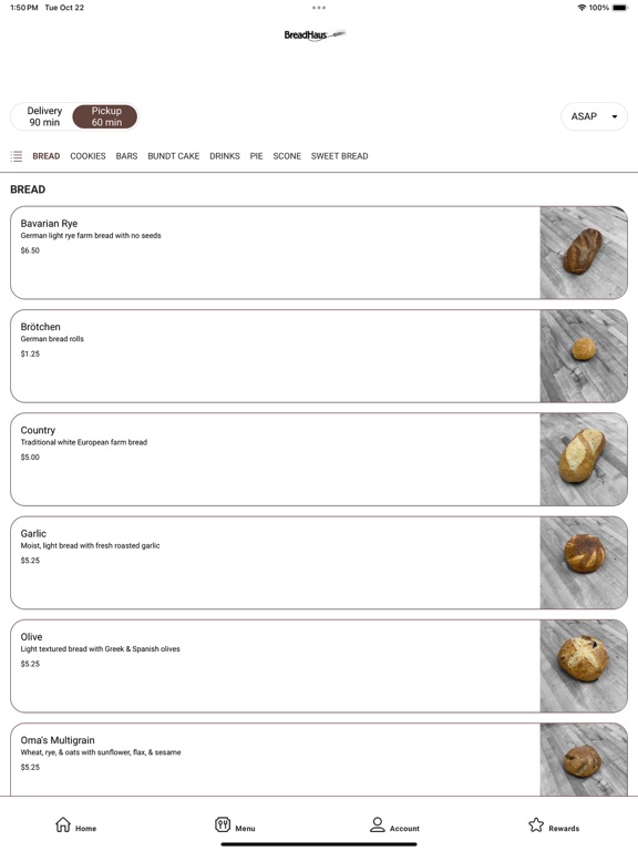 Bread Haus iPad screenshot 2 - Food & Drink app