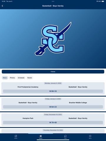 Southside Christian Athletics iPad screenshot