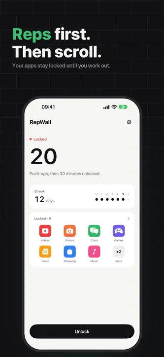 RepWall: Reps Before Scrolling screenshot 1