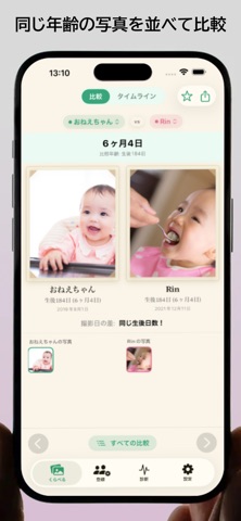 くらべっ子 — 同じ年齢で写真を比べるアプリ screenshot