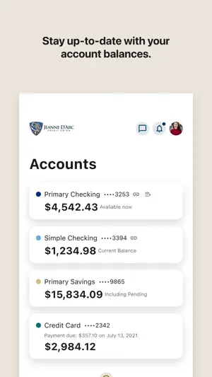 Jeanne D'Arc CU Mobile Banking screenshot 3