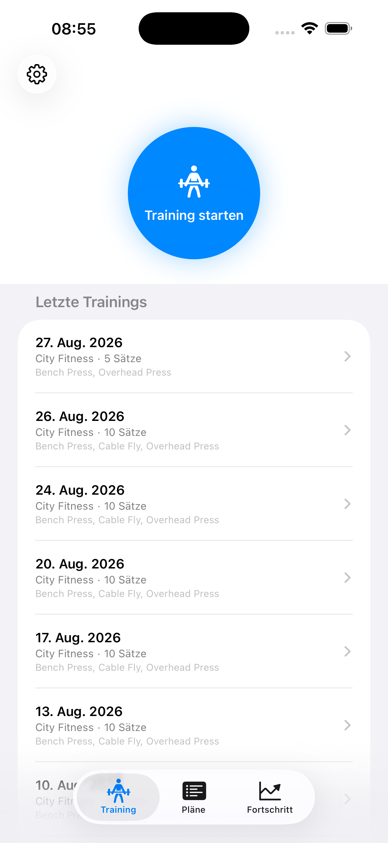 TomsGymTracker screenshot 2