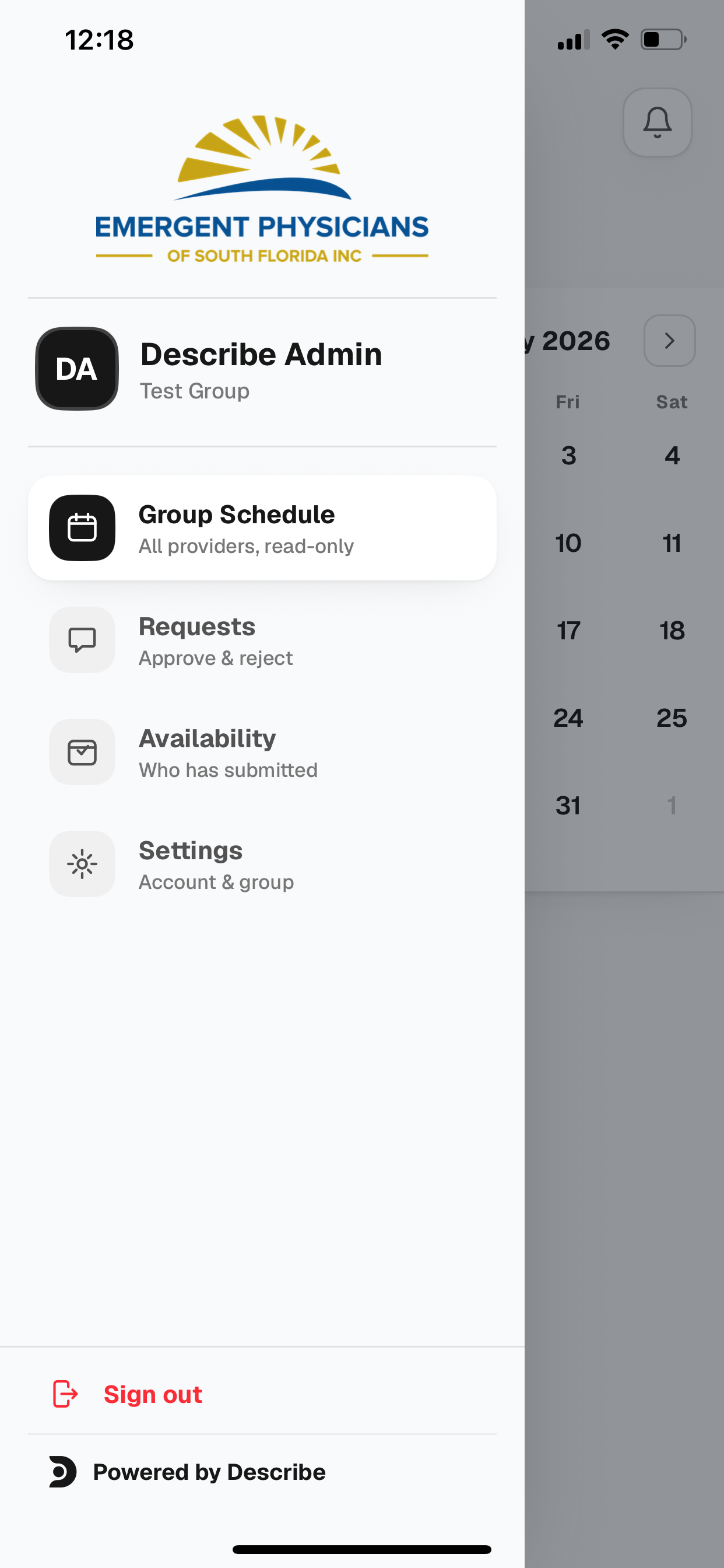 DescribeOS - schedule screenshot 2