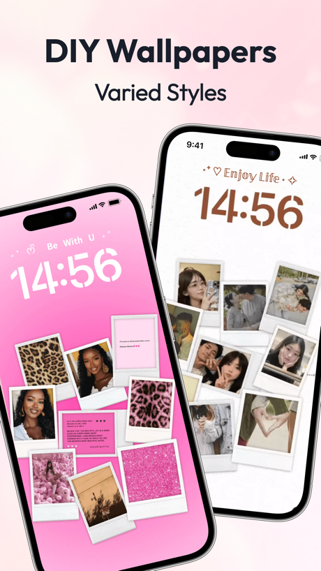 Mico - Widget & Live Wallpaper App Store screenshot 5, headline “DIY Wallpapers”. Pink.