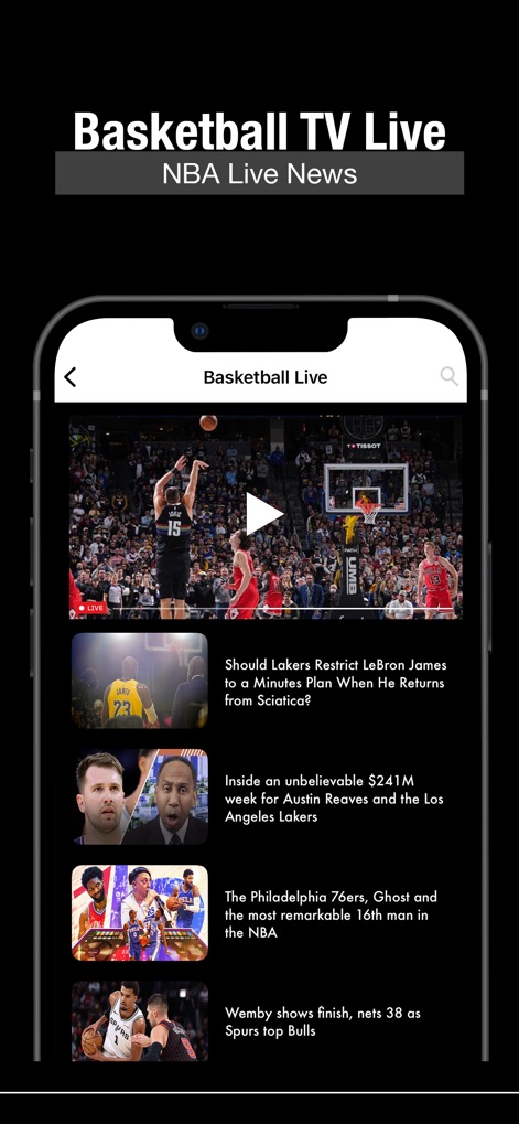 Basketball TV Live Stream - Experience real-time NBA action with live game streaming and stay informed through a curated feed of top headlines.