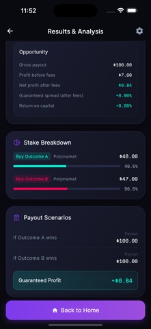 Polymarket Arbitrage Calc iPhone screenshot
