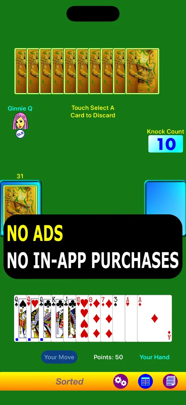 Screenshot #1 pour Smartest Gin Rummy Player