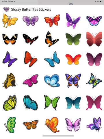 Glossy Butterflies Stickers iPad screenshot