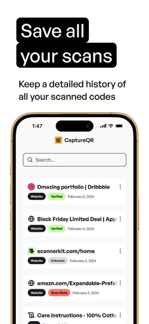 CaptureQR - QR Code Scanner screenshot 2