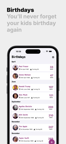 Cakebook: Birthday Reminders Screenshot 1 of 3
