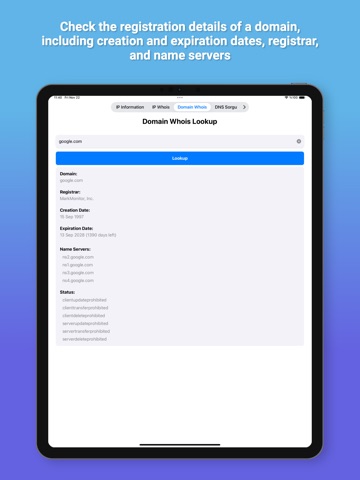 Whois Master iPad screenshot