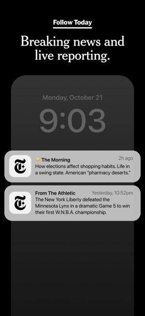 Screenshot of The New York Times: Live News