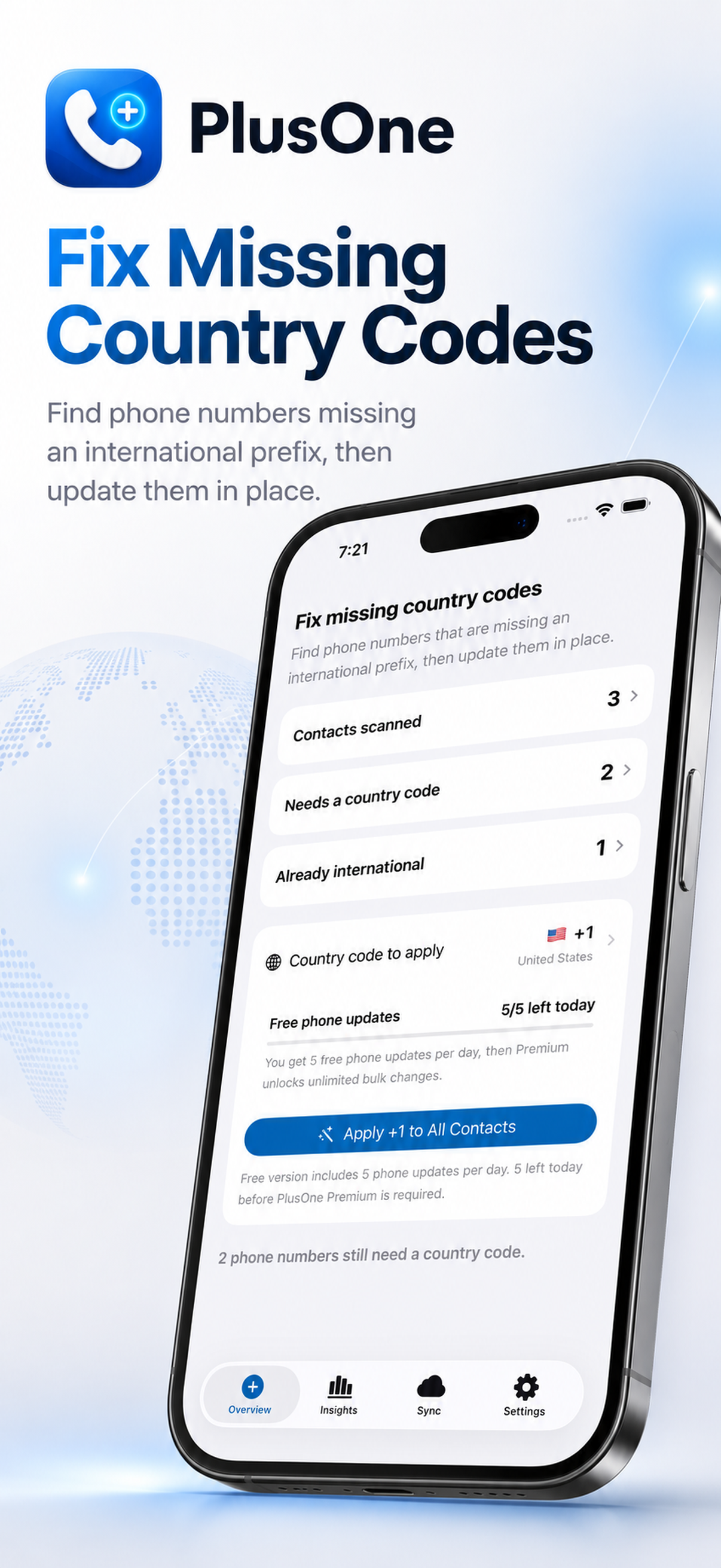 PlusOne - Country Code Fix