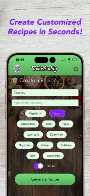 Recipes, Food Log - TasteBuddy screenshot 2