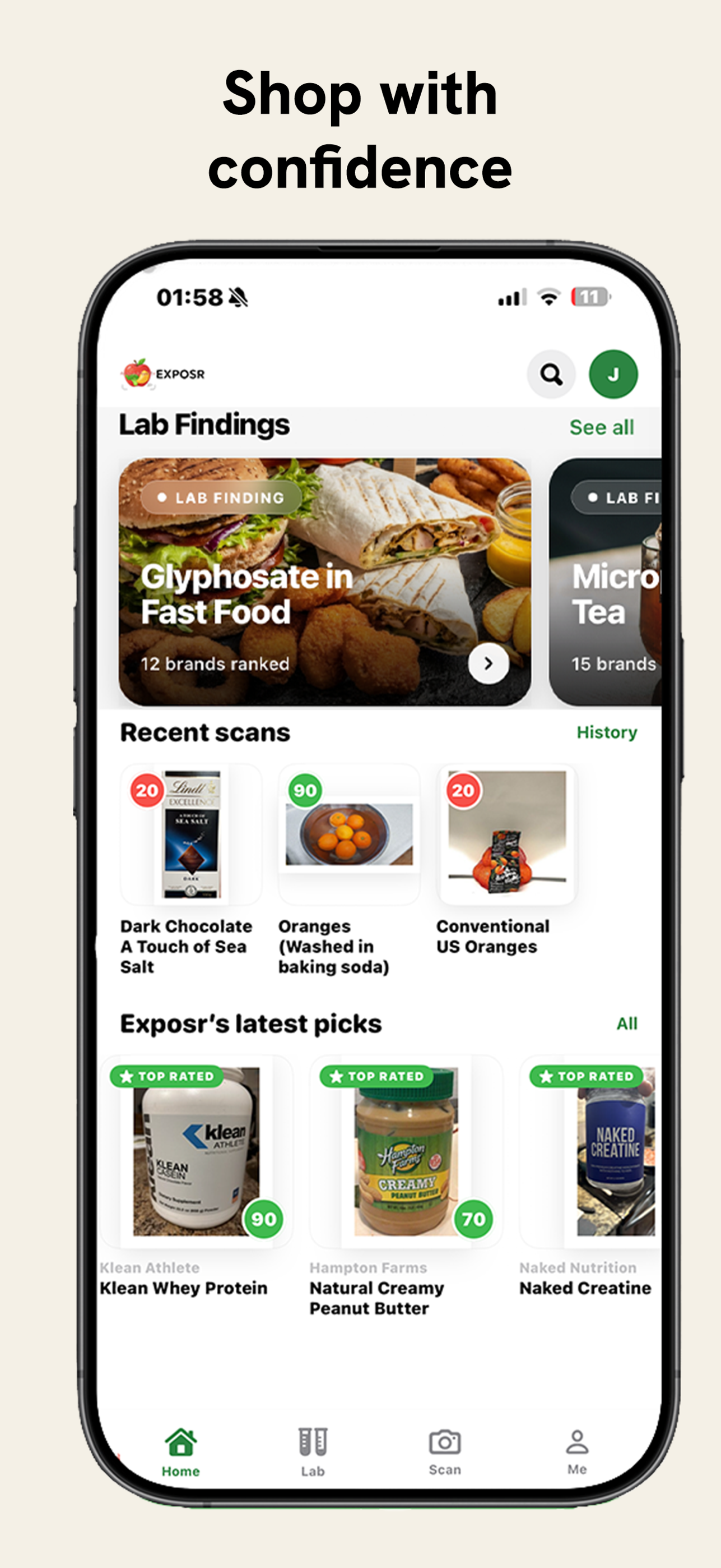 Exposr - Food Product Scanner App Store screenshot
