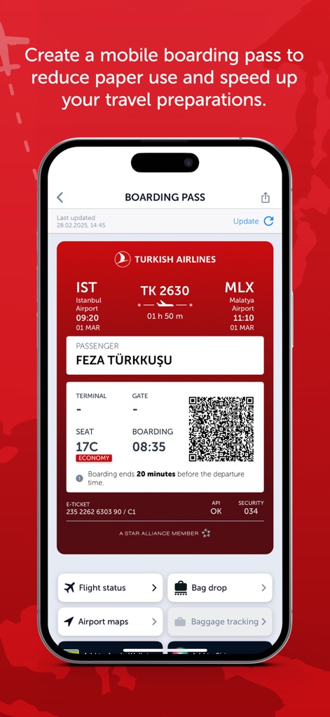 Turkish Airlines: Book Flights - モバイル搭乗券でスムーズに