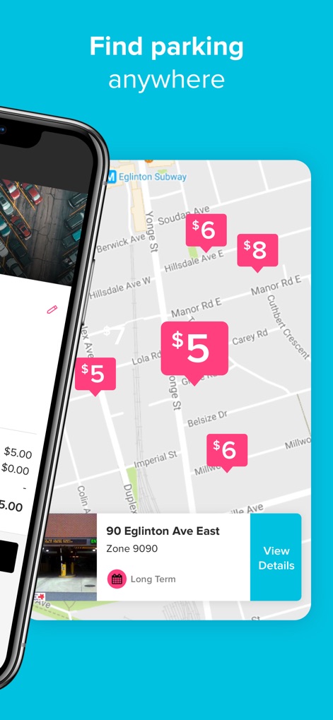 HonkMobile - The app offers a dynamic map view, showcasing available parking spots with transparent pricing and detailed location information.