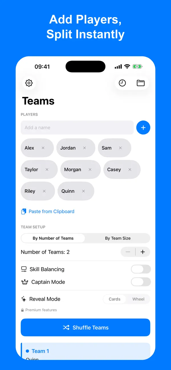 #2. Random Team Generator - Splitr (iOS) Podle: Lado Tatishvili