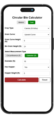 Round Bin Grain Calculator Screenshot 1 of 3