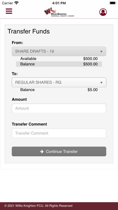 WKFCU Mobile Banking Screenshot