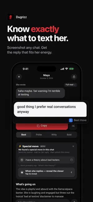 Dugrizz: AI Wingman & Rizz screenshot 1